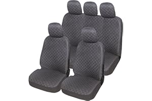 Lupex Shop Trap_Gs Coprisedili Auto Universale Trapuntato Grigio Scuro, Set Copri-Sedile fodere per Anteriori e Posteriori, Accessori Interni Auto