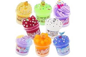 OKAYBEE Slime Variety Pack Different Textures, 8 x 100ml Slimes Kit Includes Rainbow Cloud, Butter, Clear, Glow in The Dark Slime, Slimes Party Favors for Kids, Birthday Easter Halloween Boys & Girls Gift