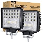 Lot De 2 Projecteurs LED De Travail 48W - 12V/24V - Pour ATV, SUV, Camion, Bateau - Noir
