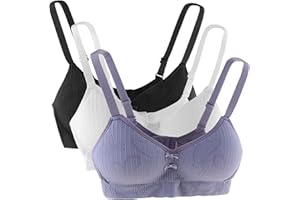 Anntry Teenager Mädchen Sport-BH aus Baumwolle mit verstellbarem und abnehmbarem Schultergurt Trainings-BH 3er-Pack