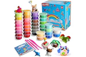 iFergoo ESAND Air Dry Clay - 36 Colors Modeling Clay Best Gift for Kids, Ultra Light Magic Modeling Clay with Modeling Tools and Project, No-Sticky and Non-Toxic