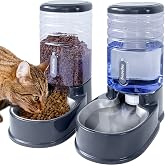Automatic Cat Feeder and Drinker with Stainless Steel Bowl Gravity Feeder and Drinker for Small and Medium Pets Puppy Kitten