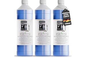 PURIVITA® Limpiador Universal del Sistema de Espuma de Leche [3x1L] - Liquido Descalcificador Cafetera - Apto para Todas las Cafeteras y Máquinas como De Longhi, Nespresso, Philipps & Krups - Antical