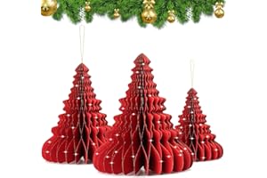 EKKONG Decoraciones Navideñas Reutilizables, Juego de Decoración de Mesa de Navidad, Decoraciones de Navidad de Papel para Interiores, Decoraciones de Mesa de Cena de Navidad (Rojo)