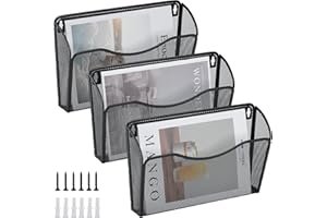 JEBELE Pack de 3 Organizador Cartas Pared Optimiza el Espacio, Soporte Documentos Pared ,Organizador A4 Papel Pared para Hogar y Oficina Metal, Negro