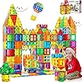 SHAHNARO 100 Pcs Magnetic Tiles for Kids – 3D Magnetic Blocks Set for Toddlers & Kids, Educational STEM Magna Tiles for Boys & Girls Ages 3+ – Build Castles, Towers, and More – Colorful & Safe