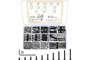 woshilaoDS 840 Pièces M3 Vis Boulons et écrous Set, M3 Boulons Vis à Six Pans Creux, Vis Boulons à Tête Ronde Tete Cylindrique, Vis à Tête Hexagonale et écrous Assortiment Kit