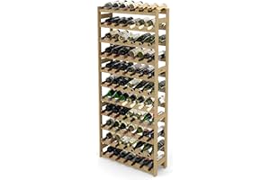 Lenmar, Drewniany Regał na Wino, Naturalny, RW-1, Uchwyt na Butelki do Piwnicy (RW-1-77, 166 x 72,5 x 25, 11 Leżaków, 77 Butelek)
