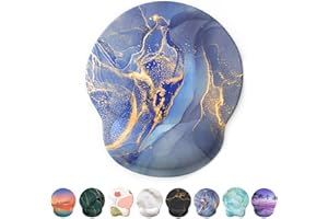 Giecy Mouse Mat Wrist Support, Ergonomic Gel Mouse Pad, Mouse Wrist Rest with Non-slip Base for Home Office Computer, Laptop (Blue Marble)