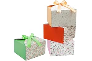 Belle Vous Lot de 20 Boite Cadeau Vide en Carton Dentelé avec Ruban - Carrée 14,7 x 14,7 x 9,4 cm - Boite Carton Cadeau de Mariage, Fêtes, Savons Faits Main et Bonbons