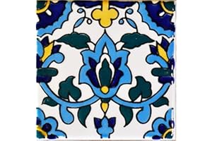 GENERICO 20 Mattonelle in ceramica smaltata 10x10 cm spessore 0,6 cm - Mattonelle Tunisine realizzate con Serigrafia Artigianale (El Habib Blu Cielo). Adatte a rivestimento.