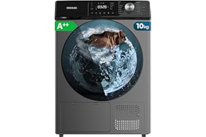 Cecotec Secadora de Ropa Bomba de Calor 10 kg Bolero Dresscode Dry 10355 Steel. Clase Equivalente A++, 14 Programas, 4 Niveles de Secado, Funciones de Stop&Go, Delay Start, KidLock y DiamondCare, Inox