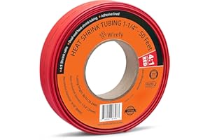 Wirefy Guaina Termorestringente 30 mm - Diametro Largo - Tubo Isolante 4:1 - Interno Adesivo - Rosso - Rotolo 15 m