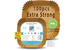 ((Extra Strong)) 100Pcs Air Fryer Liners, Disposable Paper Liner Mr.Jawdat's™, Square Parchment Paper for Baking Microwave, Baking Paper for Air Fryer ((Bottom size 16cm/6.3inch, Square))