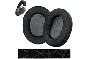 1 Paar Ohrpolster & 1 Stirnband Ersatz für SteelSeries Arctis 7/7+/7P/7P+/7X/7X+/9/9X/Pro/Prime Wireless Gaming Kopfhörer - Mesh Gewebe Kopfhörer Ohrpolster & Elastisches Stoff-Kopfbandpolster