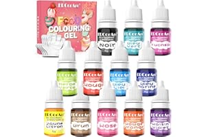 ERCORART Colorant alimentaire Gel 12 Couleurs - Colorant Alimentaire de Gâteau Liquide pour la Cuisson, Fondant - Food Colouring Vibrant pour Aérographe, Décoration et la Cuisine, Slime Bricolage - 6 ml