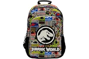 CYPBRANDS Plecak Jurassic World 43 cm, dostosowany do wózka, przybory szkolne, plecak szkolny, plecak, wielokolorowy, unisex, park jurajski, oficjalnie licencjonowany (CyP Brands), Czarny (Black), Estandar,