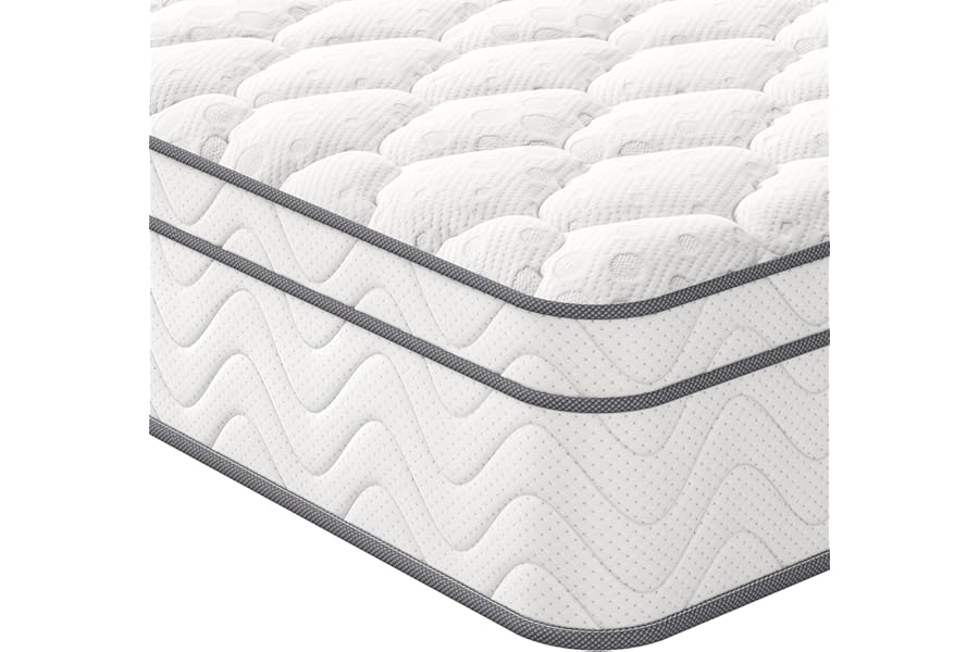 Vesgantti Double Mattress, 10.3 Inch Hybrid Mattress 4FT6 with Breathable Foam and Individually Pocket Spring - Medium Firm, Classic Box Top Collection(135x190x26cm)