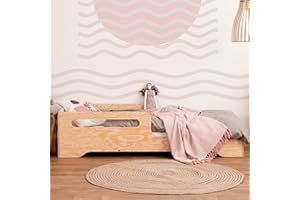 smartwood TILA 3 Lettino Montessori 80x180 cm | Letto per Bambini a Pavimento con Spondina Anticaduta - Legno Certificato | dai 3 Anni in su