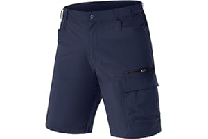 TACVASEN Men's Shorts Quick Dry Cargo Shorts Elasticated Waist Outdoor Hiking Shorts with Zip Pockets