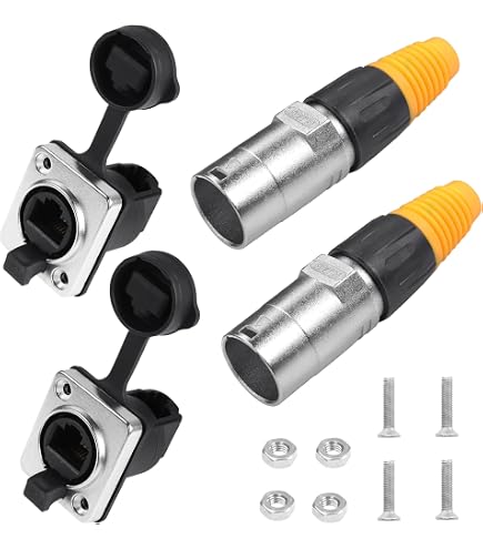 QIANRENON RJ45 Wasserdichte Netzwerkdurchführung – IP65, 180° Buchse + Stecker, CAT6, Für Außenbereich & Industrie