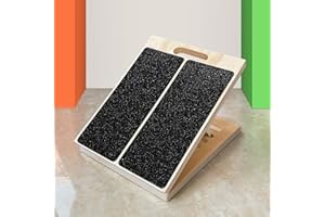 GOODLAN Adjustable Foot Incline Wooden Slant Board for Calf Stretching,440 Lbs Capacity, Balance Velour Stretcher Ankle Stretch Knee Leg Squats Wedge Exercise Pilates Fitness Portable Equipment