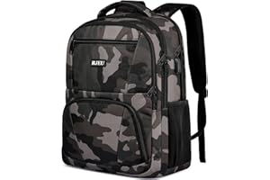 RJEU Laptop Backpack for Men, 15.6 Inch Travel School Bag with USB Charging Port, Water-Resistant Laptop Rucksack for Work, College, and Business Women and Men, Flage