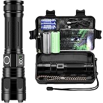 Torcia LED super potente, ricaricabile, 500.000 lumen, 5 modalità di zoom, impermeabile IP67, perfetta per campeggio, escursionismo e pesca | Leroy Merlin