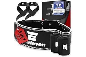 ‎EVERLEVEN EVERLEVEN Leder Gewichthebergürtel-Set, Gewichthebergürtel für Herren und Damen, Weightlifting Belt, Fitness Gym Gürtel Set, Gewichtheben Bodybuilding Kraftsport Lifting Belt, Größe wählen