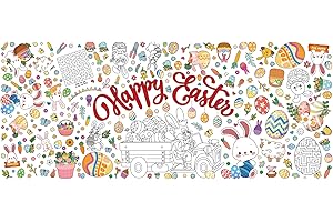 EWLPI Easter Coloring Tablecloth for Kids - 76 x 183cm Colouring Easter Table Cloth,Rectangular Happy Easter Table Cloths Party Paper Table Cover for Spring Easter Party Supplies,Easter Activities for Kids