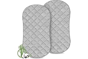 SPRINGSPIRIT Matratzenschoner für Babykörbchen, wasserdicht, 2 Stück, passend für Kinderkraft Babybett LOVI und Babykorb-Matratze, ca. 78 x 43 cm, ultraweiche Viskose aus Bambus-Frottee-Oberfläche, atmungsaktiv,