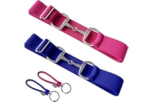 Huaerle 1.5-inch Elastic Equestrian Belt with Bit Buckle and Leather Key Strap,Equestrian Elastic Belt, Equestrian Surcingle Buckle Belt, Equestrian Belts, Equestrian Riding Belt