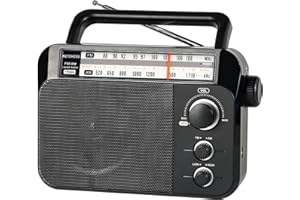 Retekess TR604 Portable Radio,Radios Mains and Battery,FM AM Radio,Large Display and Knob,Large Speaker,3.5mm Headphone Jack,Clear Sound,Easy to Use for Elderly (Black)