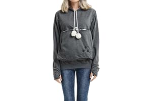 JAXICH Women Men Pet Pouch Hoodie, Long Sleeve Pet Holder Hoodie, Cat Puppy Holder Hooded Pullover Coats with Big Pocket, Solid Color/Plaid Print, Unisex Warm Big Pouch Top for Small Animals Sale