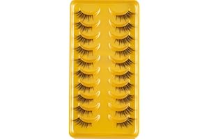 HICOCU Clear Band Falsche Wimpern D Curl Russische Streifen Falsche Wimpern Manga Lashes Natürlich aussehende falsche Wimpern, die wie einzelne Cluster aussehen Wispy Mink Eye Lashes Pack (DMF08S)