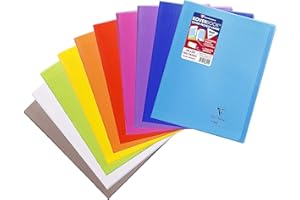 Clairefontaine 986401C Un Cahier Agrafé Koverbook - 24x32 cm - 140 Pages Grands Carreaux - Papier Blanc 90 g - Couverture Polypro Couleur Aléatoire