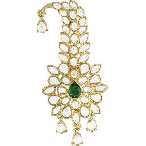 I Jewels Gold Plated Traditional Kundan Safa Kalangi Brooch for Groom/Men/Dulha Pagadi (SM53)