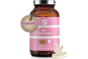 ‎QIDOSHA QIDOSHA® Bio Shatavari Kapseln hochdosiert, 180 Stk im Glas, 1500 mg Shatavari Pulver Bio je Tagesportion, Shatavari Pulver Kapseln bio, laborgeprueft, vegan