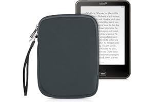 kwmobile Neoprene e-Reader Pouch Size 6" eReader - Universal eBook Sleeve Case with Zipper - Grey