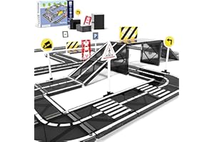 MAUIKAY Magnetic Tiles Road Set for Kids - STEM Educational Construction Toys for 3 4 5 6 7 8+ Year Old Boys and Girls, Creative Building Toys for Toddlers, Ideal Birthday Idea (Magnet A)