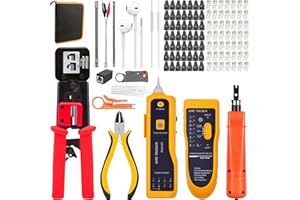 MAYLINE-TECH MAYLINE Strumenti Kit di Rete RJ45 Kit di riparazione spelafili per cavi di rete, pinze Crimpatrice spelafili per tester crimpatura per cavi, per cavi Cat5 Cat6 RJ9 6P 4P 8P(Grigio)