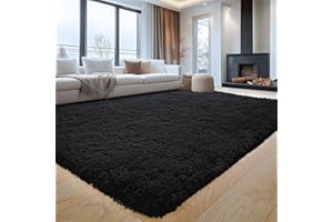 INSPIRE HOMEWARE Rugs Living Room Large 200x290 cm Soft Fluffy Black Area Rugs for Bedroom Non Shedding Modern Thick Pile Carpet for Lounge Non Slip Nursery Rug for Kids Room