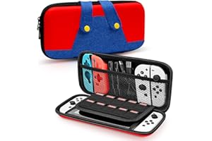 Zaxiva Custodia per Nintendo Switch/Switch OLED, 10 Slot per Carte, Cinturino e Copertura, Case per Console e Accessori, Elegante con Fessure per Carte di Gioco
