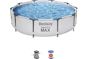 BESTWAY 56408 - Piscina Desmontable Tubular Steel Pro Max 305x76 cm Redonda con Depuradora Cartucho 1.249 L/H, Válvula de Drenaje y Fácil Instalación 4.678 litros