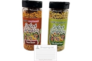 Cook's Cupboard Salad Sprinkles 2 Pack – Bacon Flavour & Garlic Herb Flavours – Tasty Salad Toppers & Seasoning Mix – With Gifty Goodness Shopping List