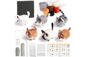 FAMCUCHE Needle Felting Kit, 6 Set Needle Felting Kits for Beginners, with Felting Needles, Foam Pad and Instruction, Felting Tools Animal Wool Needle Felting Starter Kit for DIY Felting Craft Project