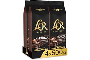 L'OR Espresso Forza Café en Grano Natural 100% Arábica - Intensidad 9 | 4x500g - Amazon Exclusive