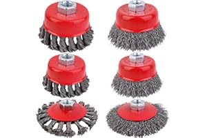 ZRODEN 6 Pièces Brosse Metallique pour Meuleuse, Brosse Meuleuse avec Filetage M14x2, Brosse Métallique Meuleuse de 75mm 100mm de Diamètre, pour Meuleuse, Enlèvement de Peinture de Rouille, Polissage