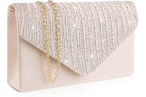 Jeffdad Borsa da sera glitterata da donna , borsa da sera con strass, borsa da sposa, borsa alla moda, borsetta, borsette lucide con catene rimovibili per il ballo di Capodanno, festa di nozze