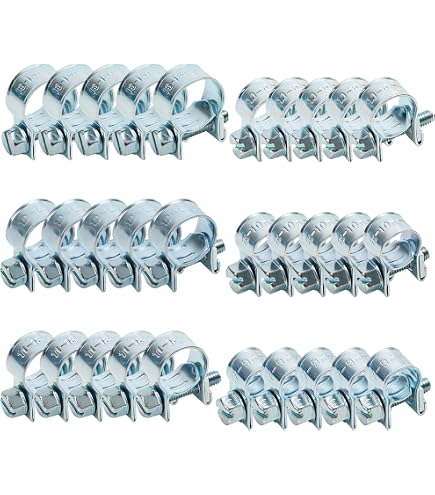 Produktbild von 35x Mini Schlauchschellen Set 7-15 Mm – Verzinktes Eisen, Einstellbare Gelenkbolzenschellen – Für Kraftstoff-, Wasser- & Luftschläuche